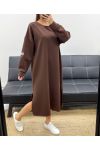 OVERSIZE-KLEID MIT SCHLITZEN AH36278 SCHOKOLADE