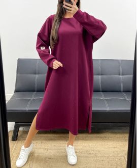 VESTIDO OVERSIZE CON ABERTURAS AH36278 BURDEOS