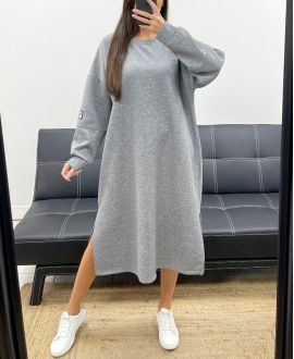 OVERSIZED JURK MET SPLITTEN AH36278 GRIJS