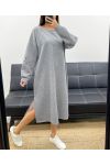 ROBE OVERSIZE FENTES AH36278 GRIS