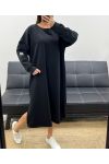 OVERSIZE-KLEID MIT SCHLITZ AH36278 SCHWARZ