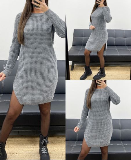 GREY AH36269 CHUNKY KNIT SWEATER DRESS
