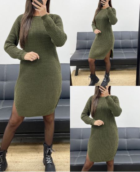 CHUNKY KNIT SWEATER DRESS AH36269 KHAKI
