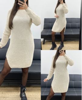 VESTIDO SUÉTER BEIGE DE PUNTO GRUESO AH36269