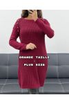 PULLOVERKLEID AUS PERLENSTRICK IN ÜBERGRÖSSE AH36299 BURGUND