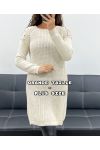 VESTIDO SUÉTER DE PUNTO CON CUENTAS DE TALLA GRANDE AH36299 BEIGE