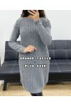VESTIDO SUÉTER DE PUNTO CON CUENTAS DE TALLA GRANDE AH36299 GRIS