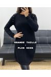 PLUS SIZE BEADED KNIT SWEATER DRESS AH36299 BLACK