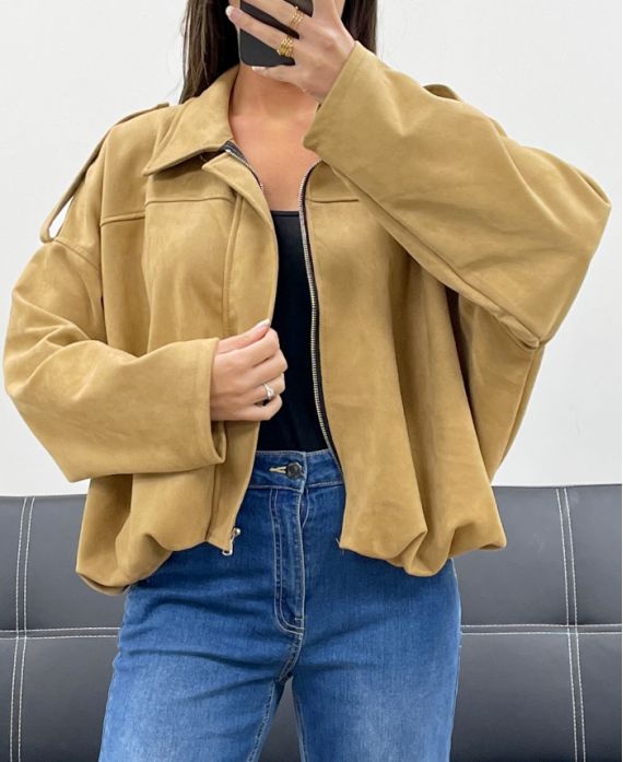 SUEDE JACKET AH2555040 LIGHT CAMEL