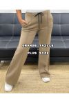 PANTALÓN DE TALLA GRANDE DE 2 BOLSILLOS CON PLIEGUES ACANALADOS AH36315 TAUPE