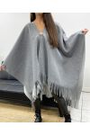 ACCESSORIO MANTELLA CON FRANGE DI GRANDI DIMENSIONI AH36322 GRIGIO