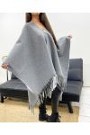 LARGE SIZE FRINGED CAPE ACCESSORY AH36322 GREY