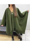 ACCESSORIO MANTELLA CON FRANGE DI GRANDI DIMENSIONI AH36322 KHAKI