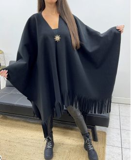ACCESORIO DE CAPA CON FLECOS DE GRAN TAMAÑO AH36322 NEGRO