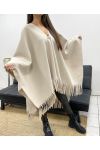GROSSFORMATIGES CAPE-ACCESSOIRE MIT FRANSEN AH36322 BEIGE