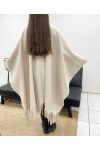 LARGE SIZE FRINGED CAPE ACCESSORY AH36322 BEIGE