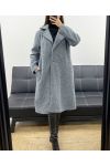 ABRIGO LARGO OVERSIZE CON 2 BOLSILLOS EN CERDAS SUAVES AH36368 GRIS