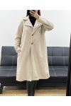 OVERSIZED LONG COAT WITH 2 POCKETS WITH SOFT PILE AH36368 BEIGE