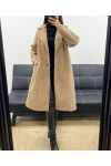 MANTEAU LONG OVERSIZE 2 POCHES A POILS DOUX AH36368 CAMEL