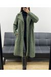 OVERSIZED 2-POCKET LONG COAT WITH SOFT PILE AH36368 GREEN