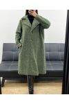 MANTEAU LONG OVERSIZE 2 POCHES A POILS DOUX AH36368 VERT