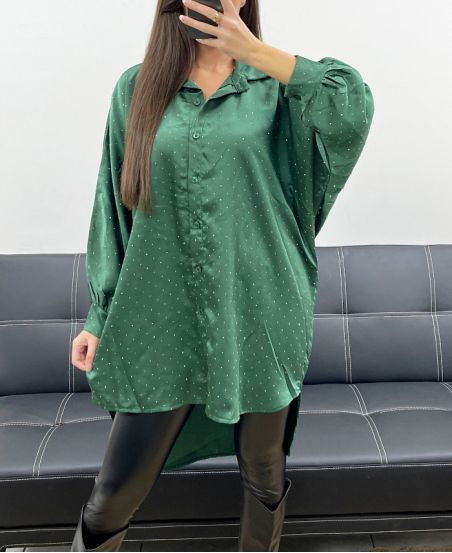 GRÜNES TUNIKAKLEID AUS SATIN IN ÜBERGRÖSSE IN ÜBERGRÖSSE AH36386