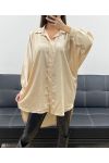 GRANDE TAILLE ROBE-TUNIQUE SATIN CLOUTéE AH36386 BEIGE