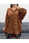 GRANDE TAILLE ROBE-TUNIQUE SATIN CLOUTéE AH36386 CHOCOLAT