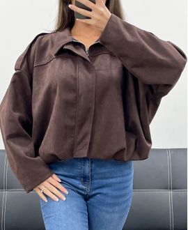 VESTE EN SUEDINE AH2555040 CHOCOLAT
