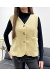 CARDIGAN 2 TASCHE SMANICATO IN LANA AH36339 BEIGE