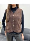 GILET 2 TASCHE IN LANA AH36339 CIOCCOLATO