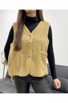 GILET 2 TASCHE IN LANA AH36339 CAMMELLO