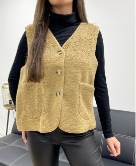 GILET LAINE SANS MANCHES 2 POCHES AH36339 CAMEL