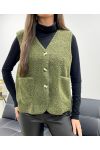 GILET 2 TASCHE IN LANA AH36339 KHAKI