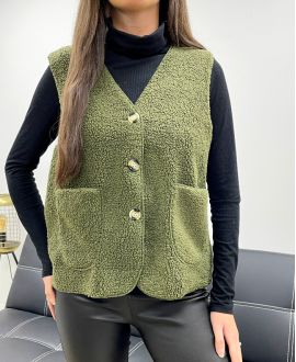 CHALECO DE LANA DE 2 BOLSILLOS AH36339 CAQUI