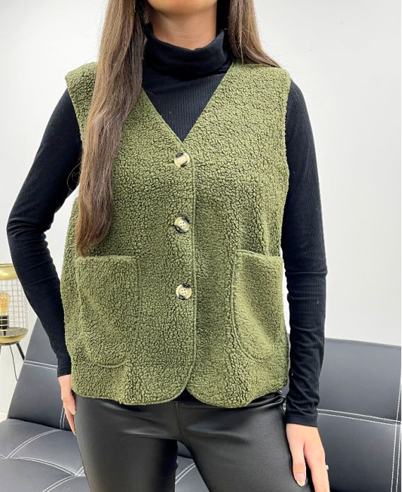 2-POCKET WOOL VEST AH36339 KHAKI