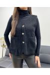 2-POCKET WOOL VEST AH36339 BLACK