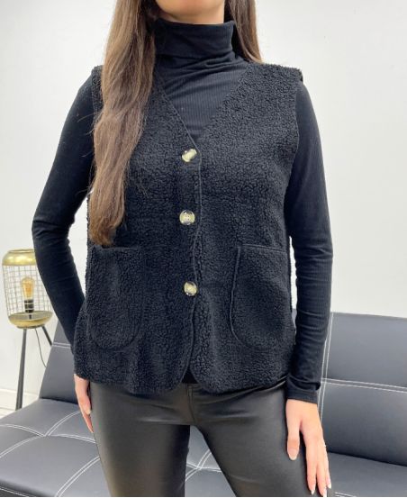 2-POCKET WOOL VEST AH36339 BLACK