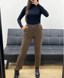 5-PACK VELVET PANTS 2 POCKETS + BELT S-M-L-XL-XXL AH250641 CHOCOLATE