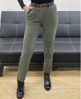 PAKIET 5 AKSAMITNYCH SPODNIE 2 KIESZENIE + PASEK S-M-L-XL-XXL AH250641 KHAKI