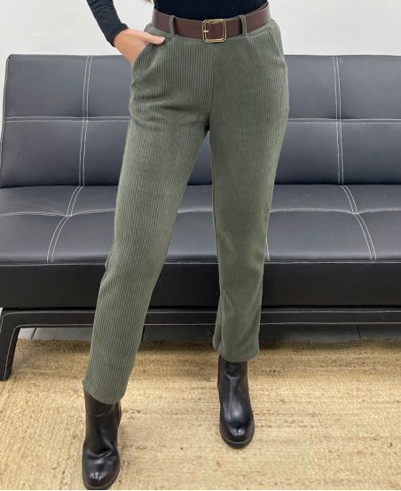PACK 5 PANTALONS VELOURS 2 POCHES + CEINTURE S-M-L-XL-XXL AH250641 KAKI