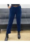 PACK 5 PANTALONS VELOURS 2 POCHES + CEINTURE S-M-L-XL-XXL AH250641 BLEU MARINE