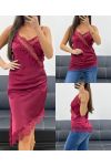SATIN LACE TOP AH36283 BURGUNDY