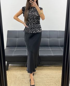 TOP VELOURS SEQUINS AH250640 SILVER