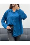 CAMISA DE SATÉN AZUL AH250621 CON TACHUELAS