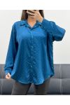 BLAUW AH250621 SATIJNEN OVERHEMD MET STUDS