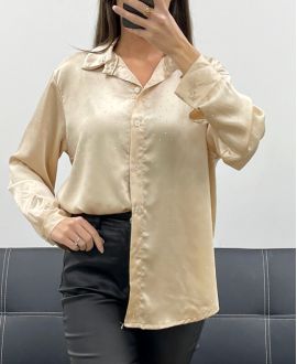 HEMD AUS SATIN MIT NIETEN AH250621 BEIGE