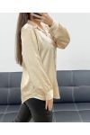 HEMD AUS SATIN MIT NIETEN AH250621 BEIGE