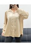 SATIN SHIRT STUDDED AH250621 BEIGE