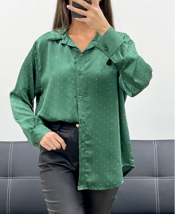 CHEMISE SATIN CLOUTéE AH250621 VERT